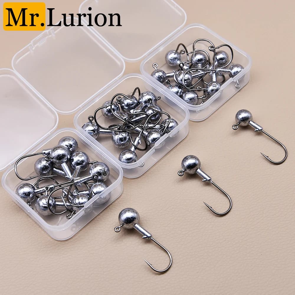 Mr.Lurion Box Package 1g-28g Jig Head Hooks for Fishing Soft Lure Bait Tackle, Sharp Fishhooks for Bass Pike Crank Saltwater