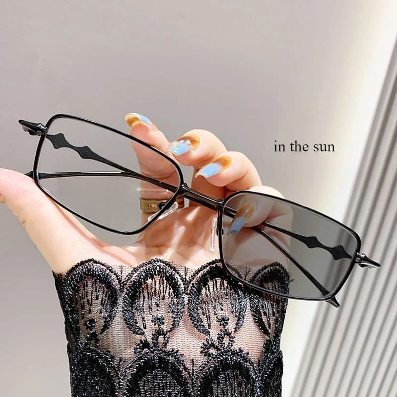 Color-changing glasses fashion anti-blue metal flat glasses Internet celebrity student female glasses frame male small square glasses