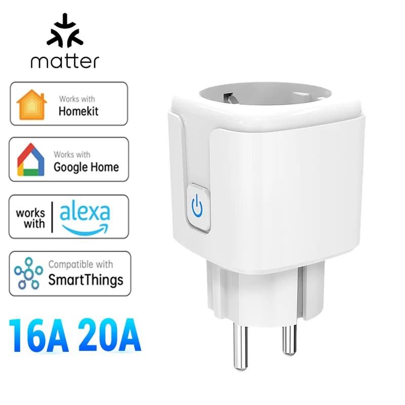Presa Intelligente Wi-Fi EU con Funzione di Monitoraggio Energetico Compatibile con Apple Homekit, Google Home, Smartthings, Alexa