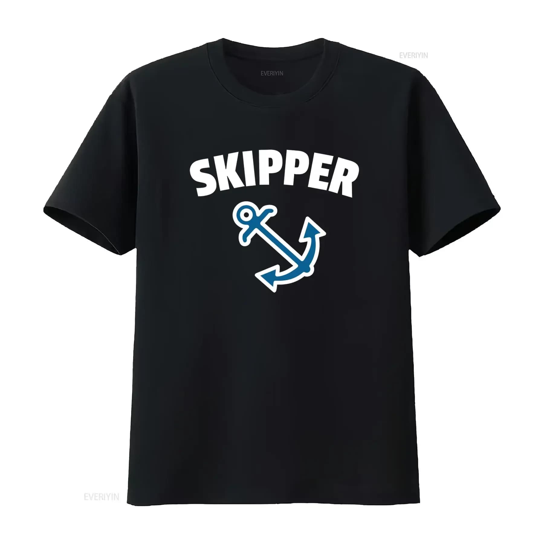 T-shirt Skipper Anchor per marinaio, vela, nautica, yacht, dalla XS alla 5XL, girocollo, grafica vintage effetto lavato, leggermente streetwear