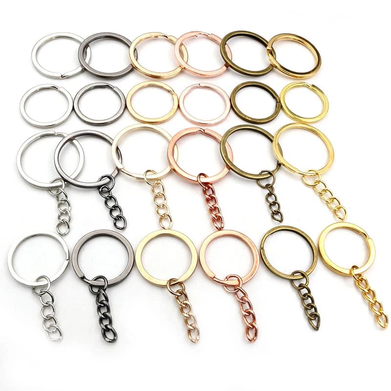 20 pz 25-30mm oro argento placcato portachiavi portachiavi chiusura risultati portachiavi anello diviso placcato portachiavi per la creazione di gioielli