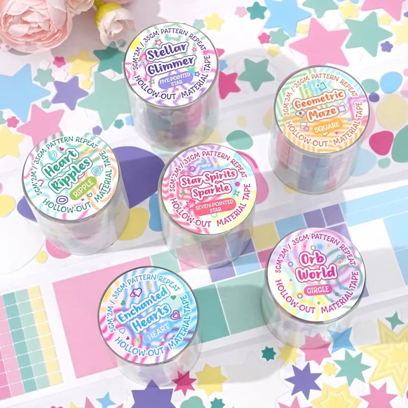 Multi-Layer Hollow Material Die-Cut Tape Stickers Star Heart Versatile Material Series Colorful Decorative Journal Stickers Marker Stickers