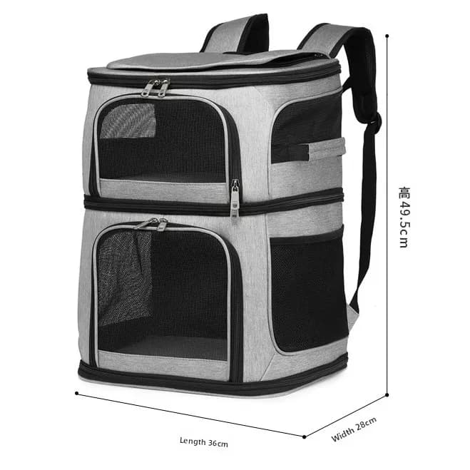 Large Capacity Double Layer Pet Carrier Backpack, Breathable Cat Bag for Walking & Travel