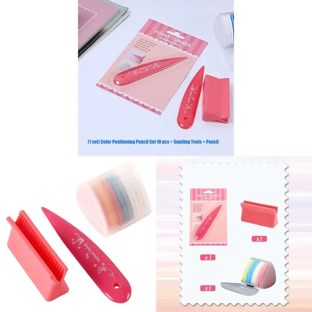 10 piece sewing chalk set with pencil sharpener and plastic fabric bending machine