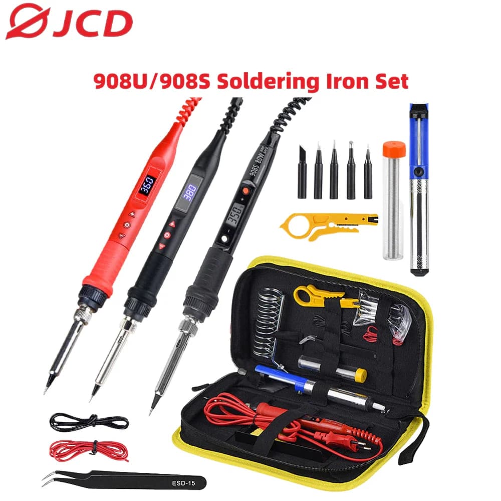 JCD 80W Kit saldatore digitale Temperatura regolabile 220V 110V Riparazione Strumenti di saldatura Riscaldatore ceramico Punte di saldatura Rilavorazione