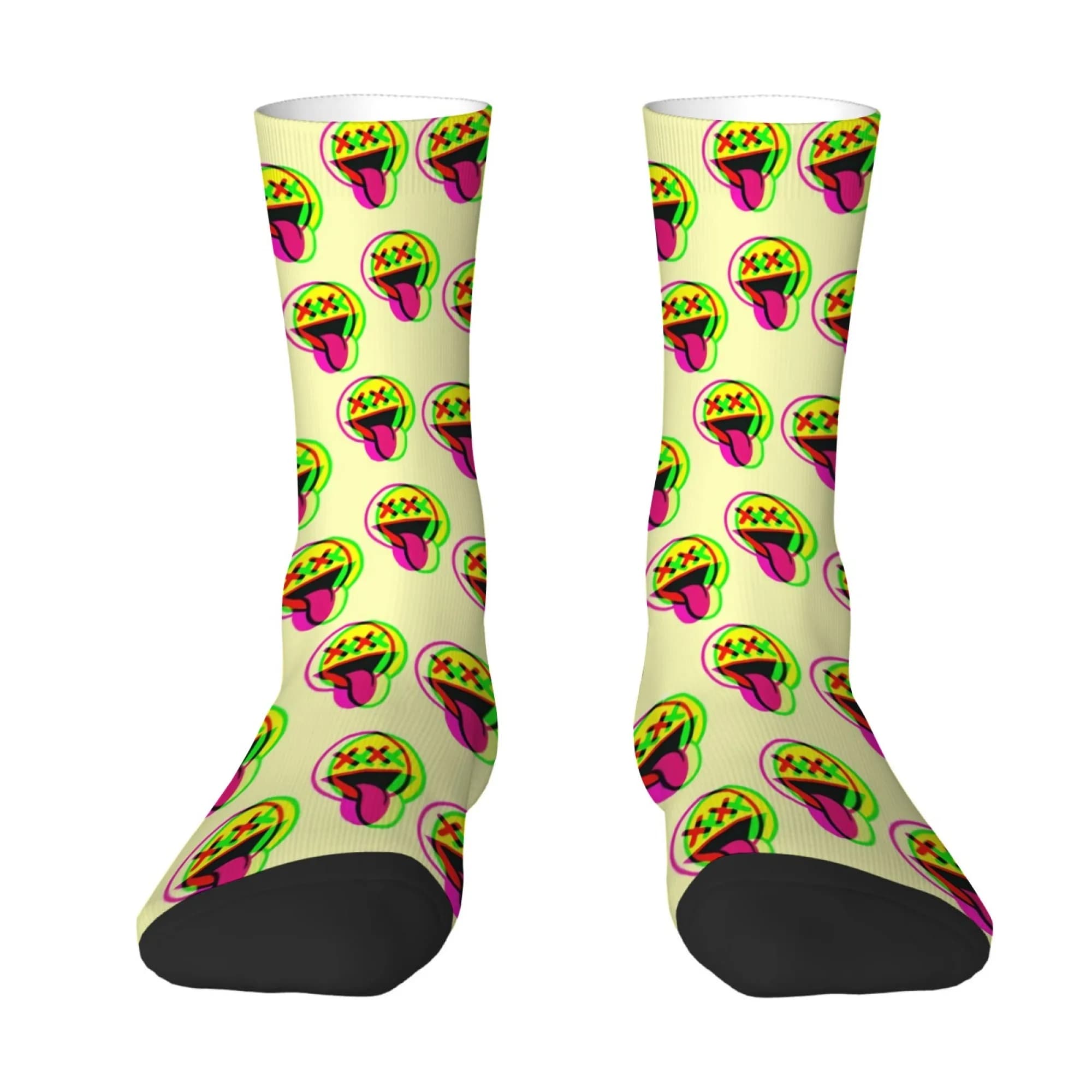 Calzini da uomo con emoji stile acido, antiscivolo, traspiranti, per corsa, escursioni, viaggi, uso quotidiano, streetwear, hip hop, compressione