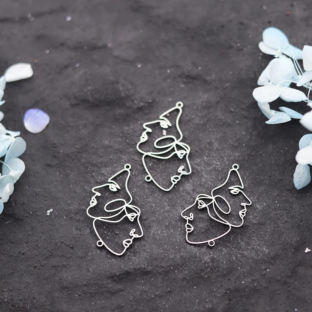 3pcs Abstract Two Face Charm Pendant For Necklace Bracelets Jewelry Making Crafts Handmade Stainless Steel Charm