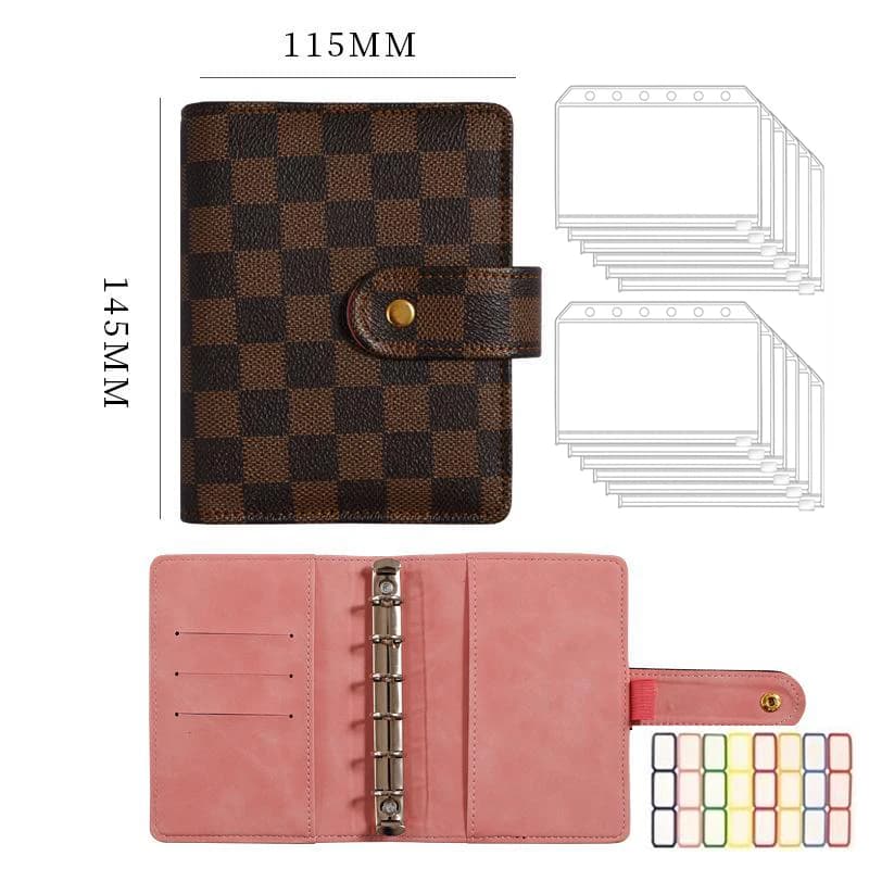 Set raccoglitore budget organizer A7 - con 12 tasche con cerniera e adesivi, taccuino personale ricaricabile a fogli mobili a 6 anelli