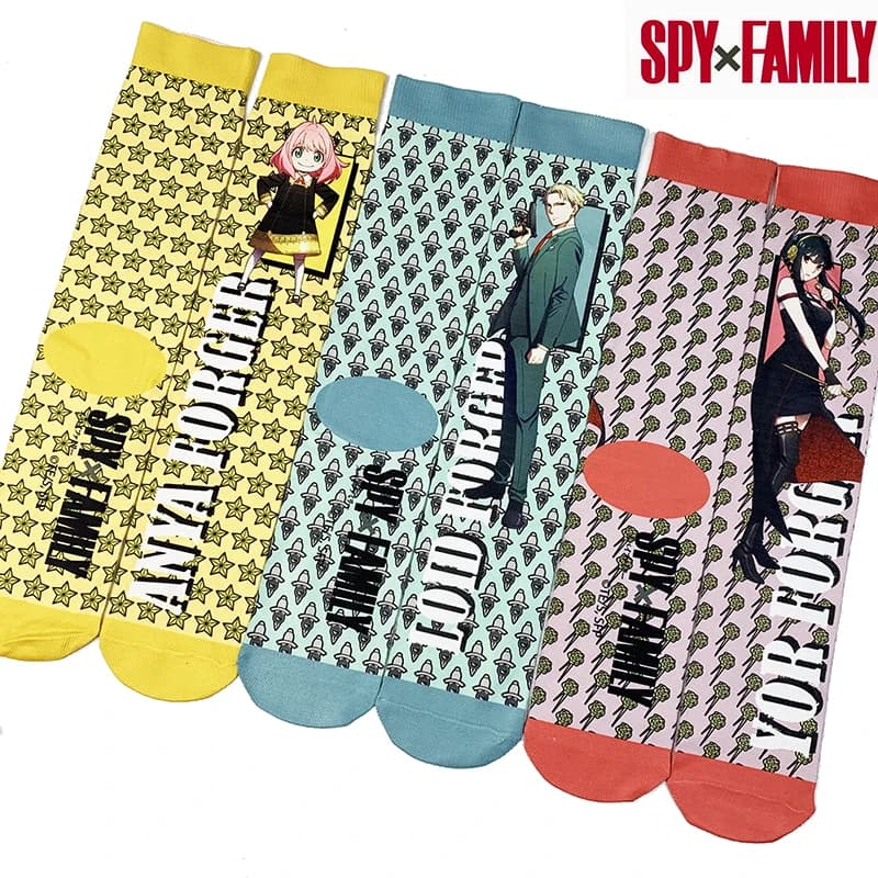 New Socks Kawaii SPY×FAMILY Anya Forger Twilight Yor Forger Cartoon Pure Cotton Male Fashion Trend Tube Sports Socks for Adults