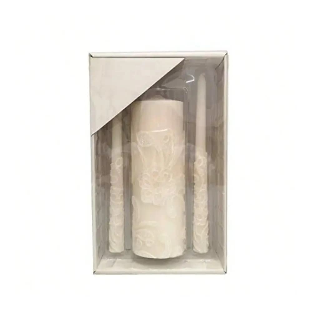 Inch High Cream Wedding Unity Candle Set Includes 1 Pillar And 2 Taper Candles Great For Weddings As Well As Special Events And