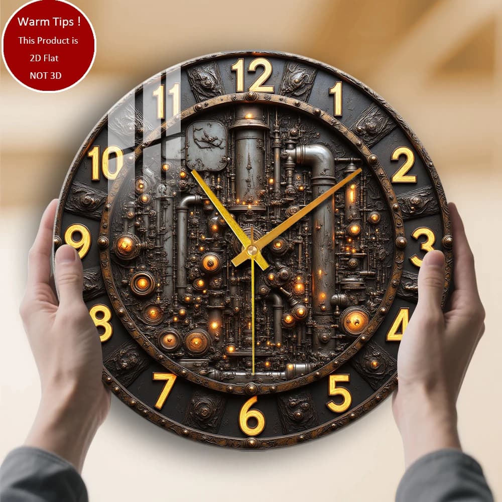 Tempered Glass Wall Clock Mechanical Clock Steampunk Design Suitable for wall decorations or table displays anywhere