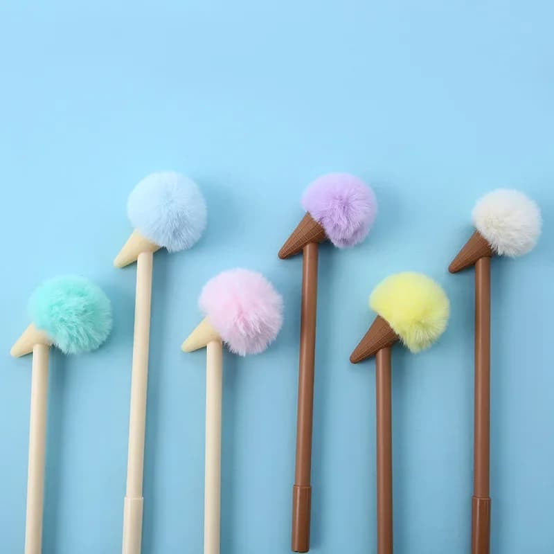 30 pezzi per studenti della scuola primaria, penna per firma pelosa creativa, gelato, carino, mini penna gel con cono gelato a colori realistici, cancelleria