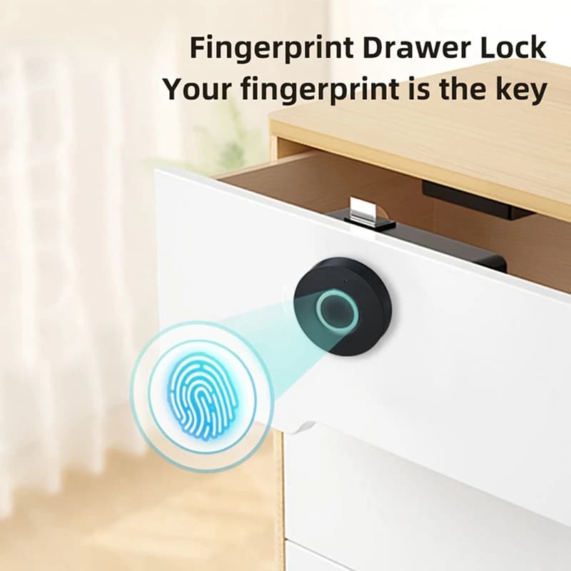 Serratura compatta per cassetti con impronta digitale in ABS Sicurezza biometrica intelligente per armadi Scarpiere Armadietti Facile da installare-ABYS