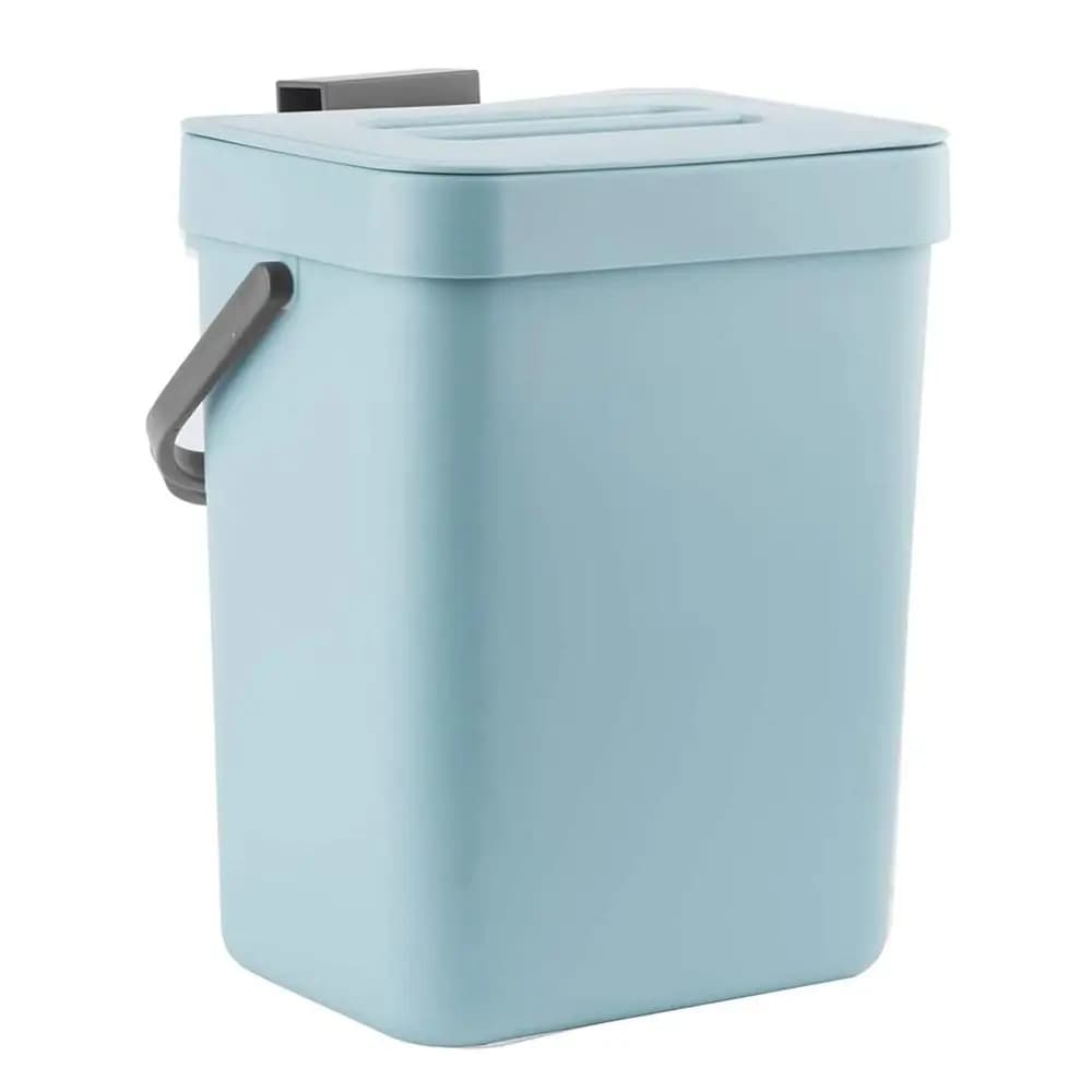 Compact Kitchen Compost Bin with Lid, 3L Blue Countertop Waste Container