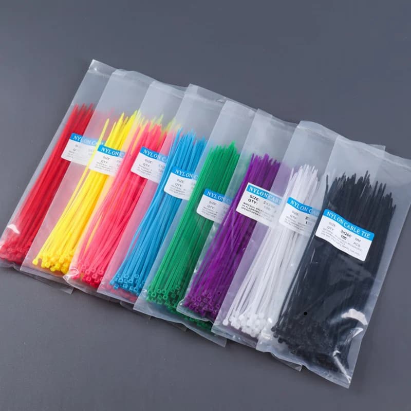 100 pz 3*200mm fascette ferma-cavo in Nylon autobloccanti 8 pollici 10 colori fascetta in plastica 18 lbs fascette avvolgenti in filo nero certificato UL