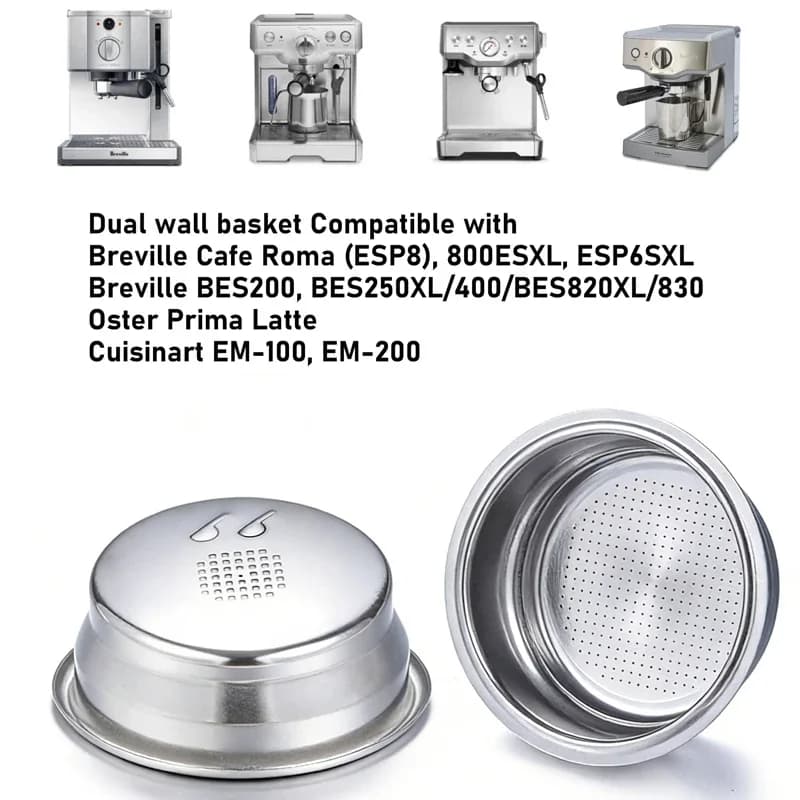50mm Dual Wall Pressurized Filter Basket for Breville ESP8XL 800ESXL BES820XL ESP6SXL BES250XL CUISINART EM100 Espresso Machine