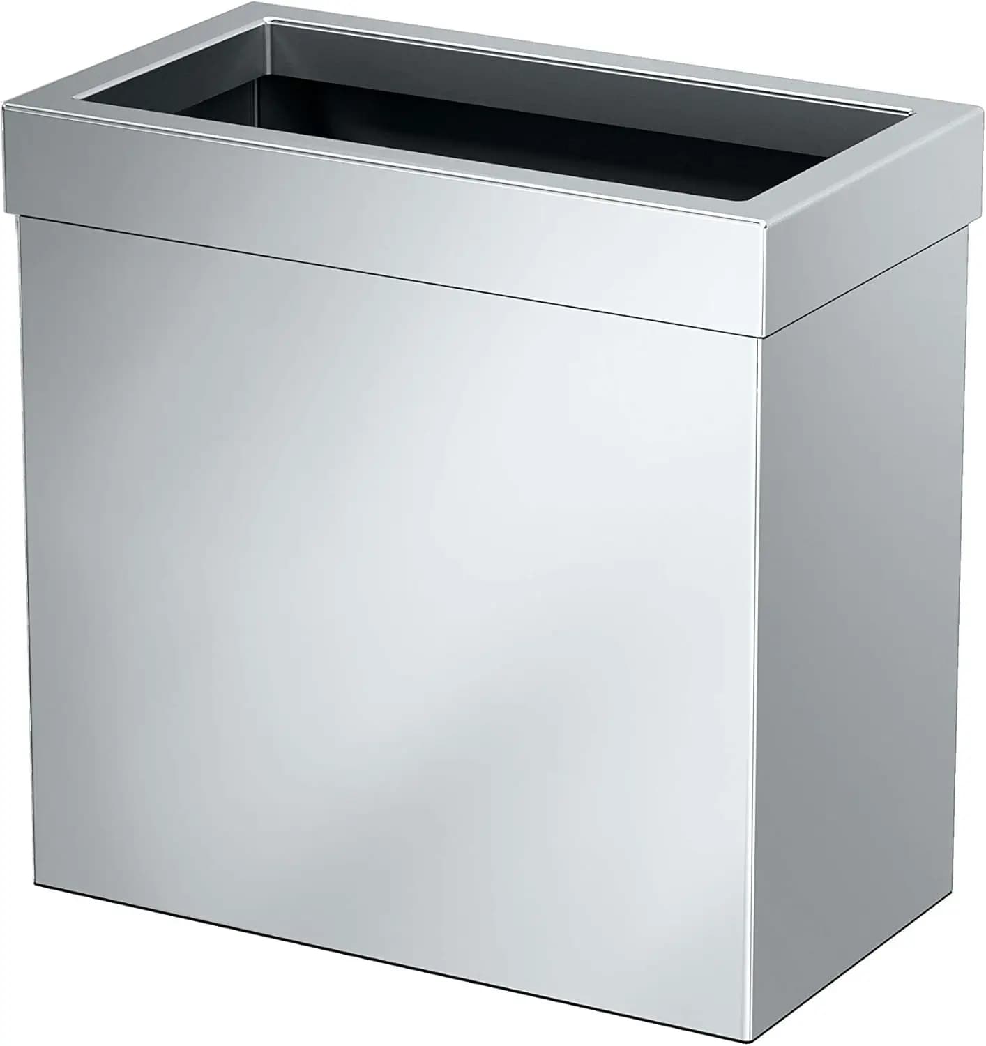 Cestino per Bagno in Acciaio Inox da 3 Galloni con Coperchio, Contenitore Rettangolare per Sotto Lavello, Finitura Cromata