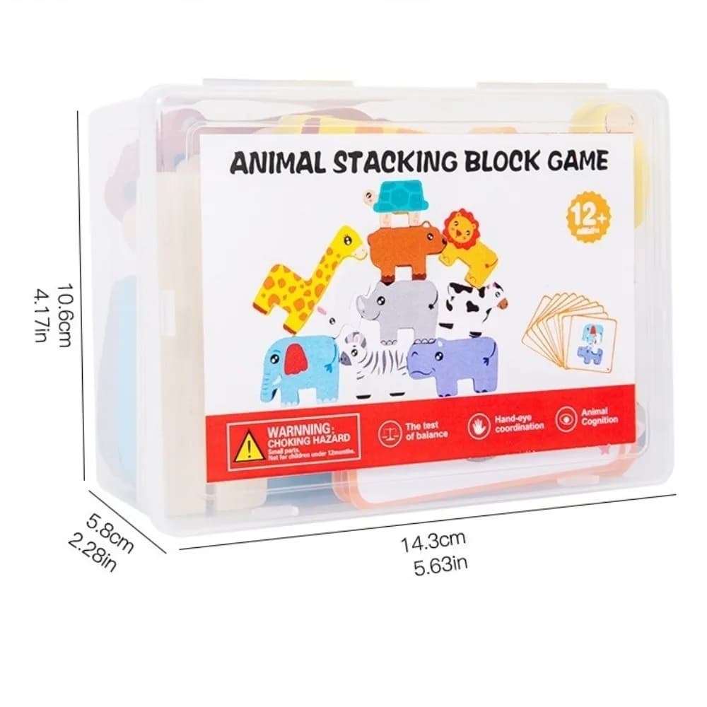 Blocchi di Legno a Forma di Animali per Impilare, Gioco Sensoriale Multistrato, Impilamento ed Equilibrio, Apprendimento Cognitivo, Metodo Montessori