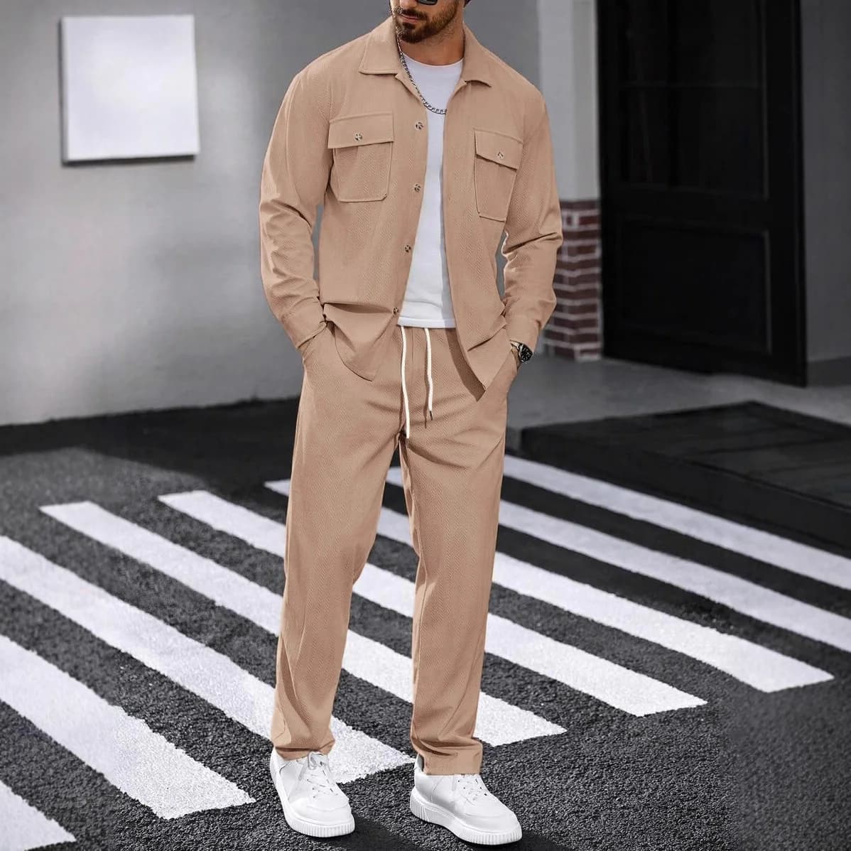 New Spring And Autumn Casual Sportswear Cardigan Two-piece Set