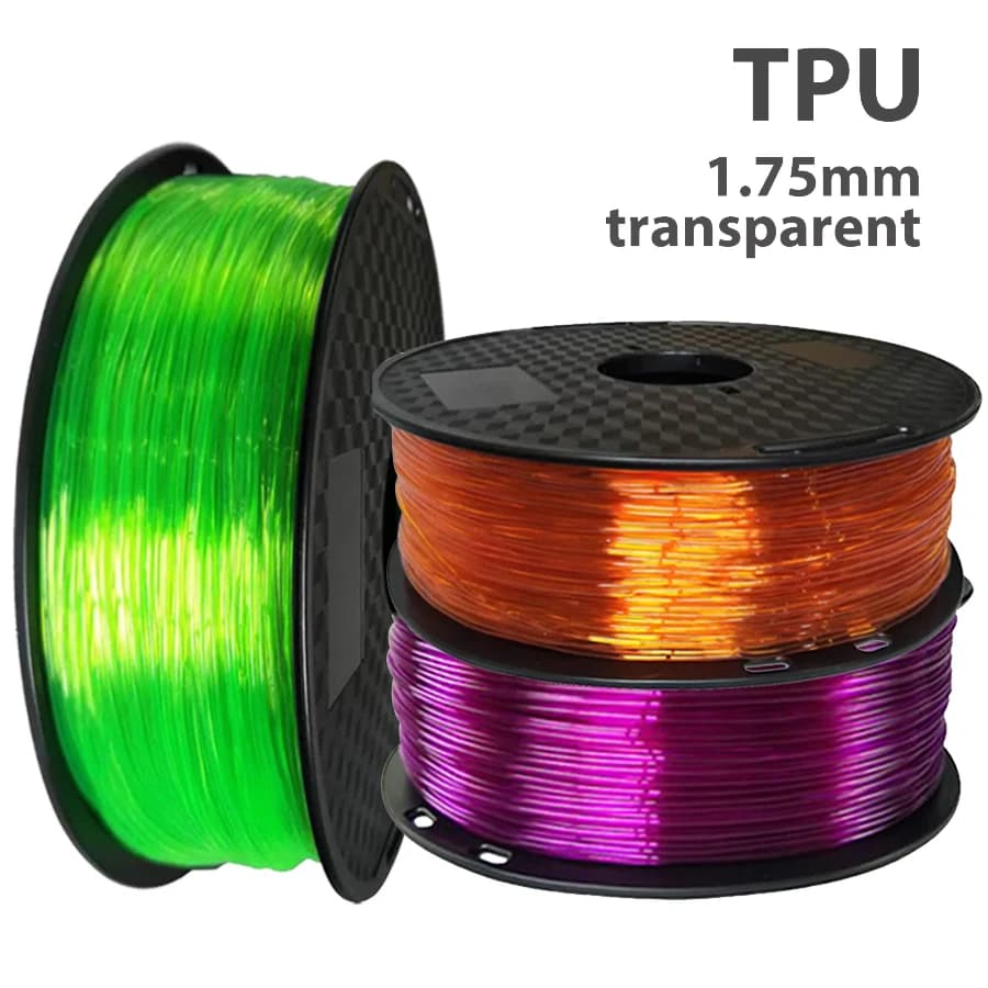 Stampante 3D TPU Filamento flessibile Trasparente Blu Rosso Elastico flessibile Materiale in gomma Rotolo Flex 1,75 mm Confezione sottovuoto 250 g