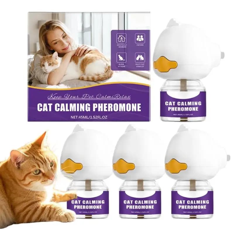 Diffusore di Feromoni per Gatti da Inserire nella Presa Elettrica, Allevia l'Ansia, Riduce Graffiature e Urinazione Disordinata, Spray Calmante per 30 Giorni