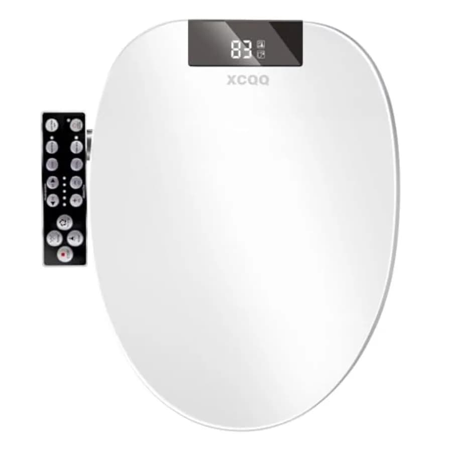 Sedile WC Elettrico Riscaldato XCQQ con Lavaggio ad Acqua Calda, Asciugatore ad Aria Calda, Coperchio a Chiusura Morbida, Luce Notturna e Display LED