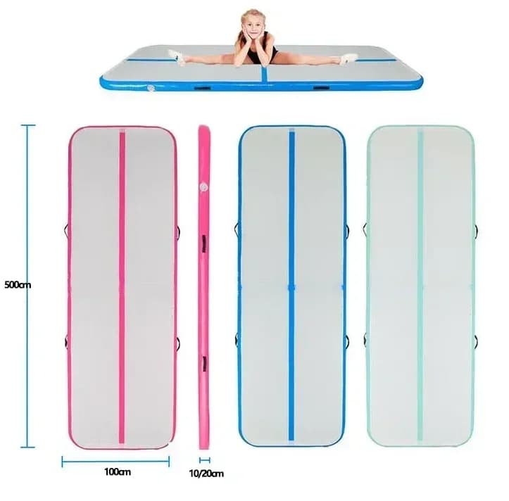 Tappetino Gonfiabile Professionale da 5m per Ginnastica, Sport e Yoga con Pompa, Tappeto per Allenamento/Cheerleading
