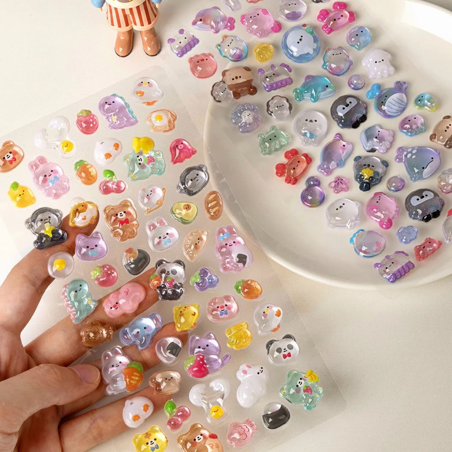 Adesivi 3D a Forma di Caramelle, Frutta, Gelato, Animali e Verdure per Scrapbooking, Fai-da-Te, Decorazioni per Unghie e Cancelleria