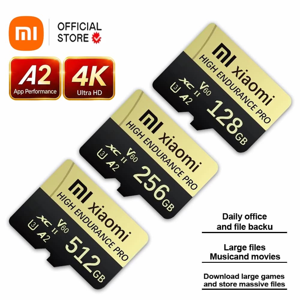 Xiaomi High Speed SD Memory Card A2 V60 Games Card Micro TF Card 128GB 256GB 512GB SD Card For Mijia Camera Surveillance Device