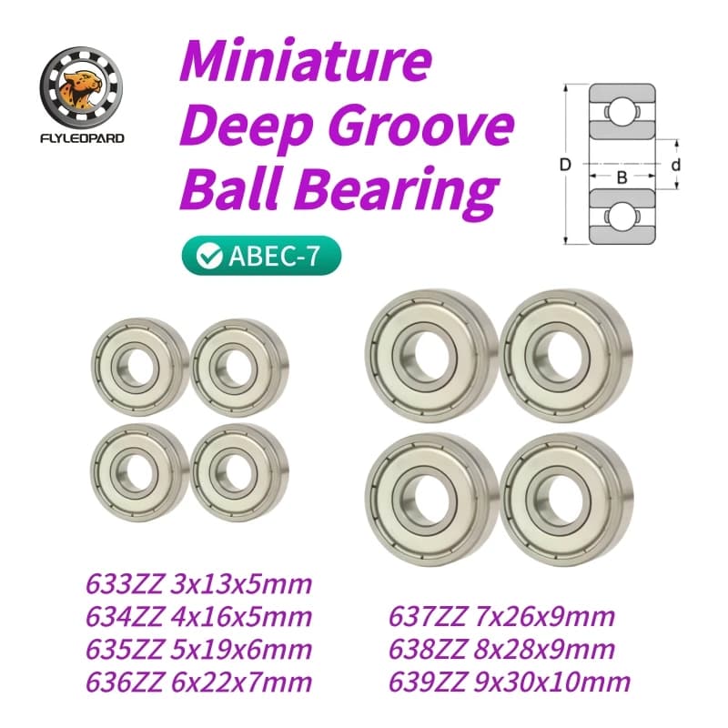 2/10Pcs ABEC-7 633 634 635 636 637 638 639 ZZ Miniature Deep Groove Ball Bearing 3-9mm Metal Shielded for RC Motor 3D Printer