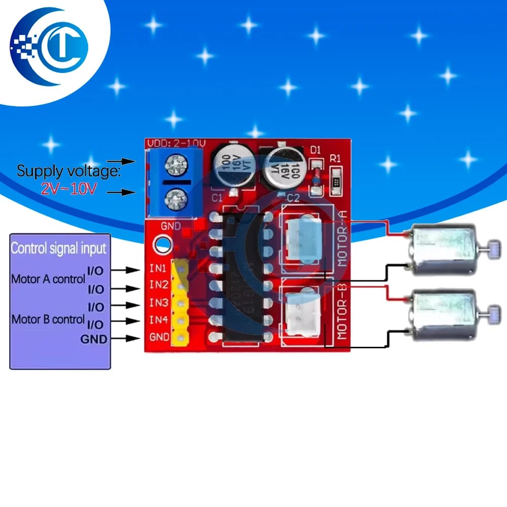 1PCS 2.5A Doppio ponte spazzolato DC motore Azionamento Modulo Scheda Controller per Arduino smart car robot Basso consumo energetico MX1919