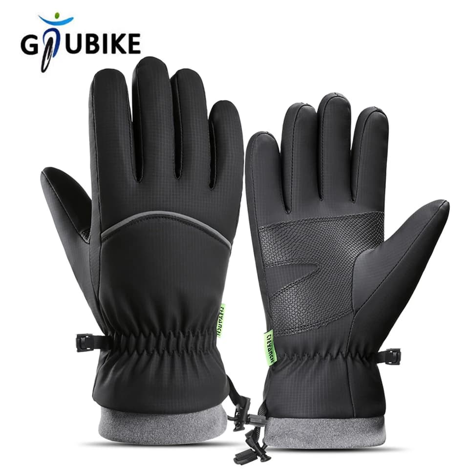 GTUBIKE Winter Waterproof Cycling Gloves Outdoor Sports Motorcycle Ski Touch Screen Fleece Gloves Non-slip Warm Full Fingers