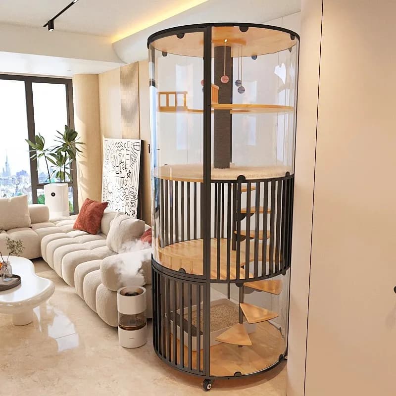 Large Space Integrated Cat Villa Cabinet, Hidden Litter Box Enclosure Indoor Cat Bed House