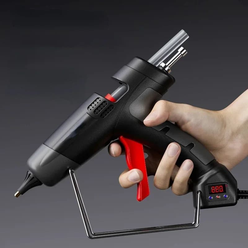 Pistola per colla professionale da 11 mm con controllo della temperatura, display digitale Regolazione industriale della pistola in silicone caldo per l'aspetto di lavoro, Nero