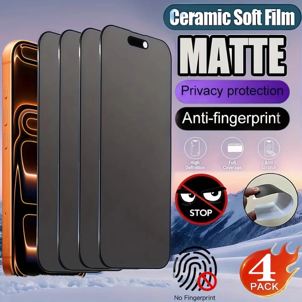 Pellicola Protettiva Opaca Anti-Spia a Copertura Totale per iPhone 15 17 16 Pro 13 12 11 14 Pro Max 8 7 Plus 16e Air SE XS X XR