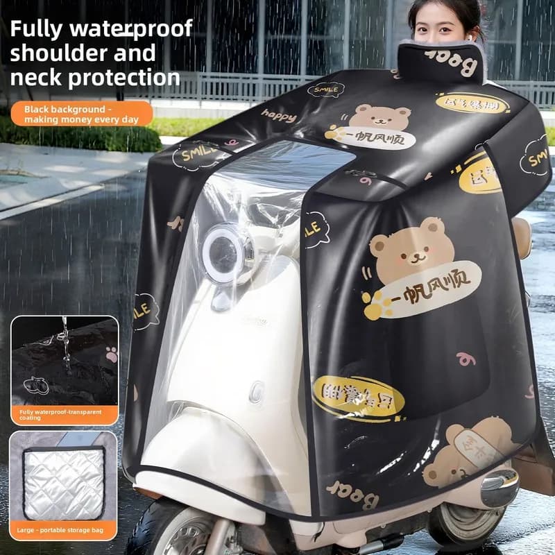 Winter Fleece Thick Style Windproof Waterproof Full Cover with Tempered Film Scooter Motorcycle