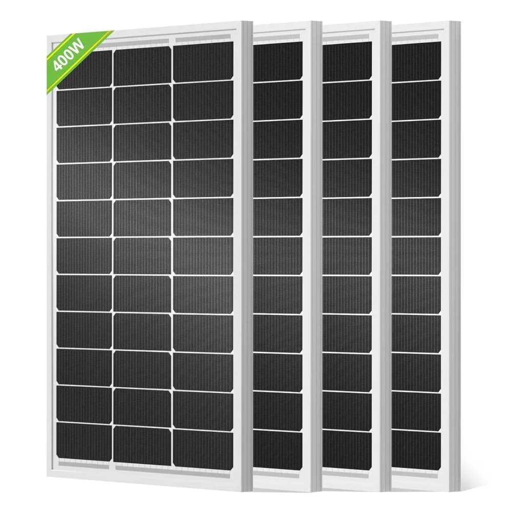 Set di pannelli solari Eco-Worthy da 400 W: 4 moduli solari monocristallini da 100 W 18 V per sistemi elettrici fuori rete a casa, campeggio e boa