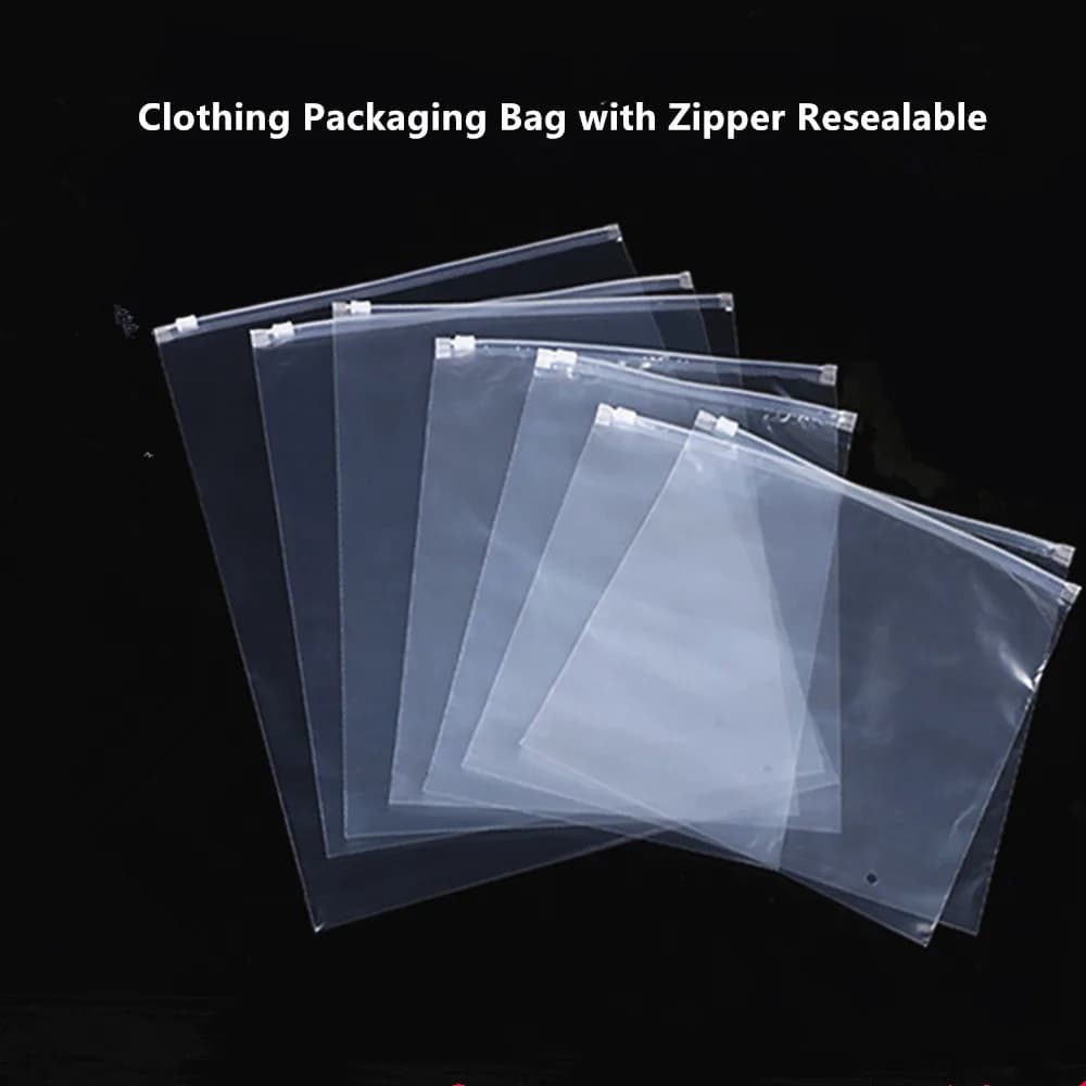 50pcs Clothing Storage Package - Resealable Clear PE Zipper Bags for Fashion Garment / Travel Items Classification Plastic Pouch