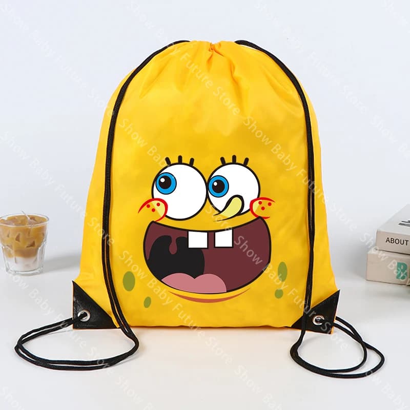 43x34CM Spongebobs Drawstring Bag for Boys Cartoon Outdoor Sports Waterproof Backpack Bundle Pocket Terylene Bags Anime Gifts