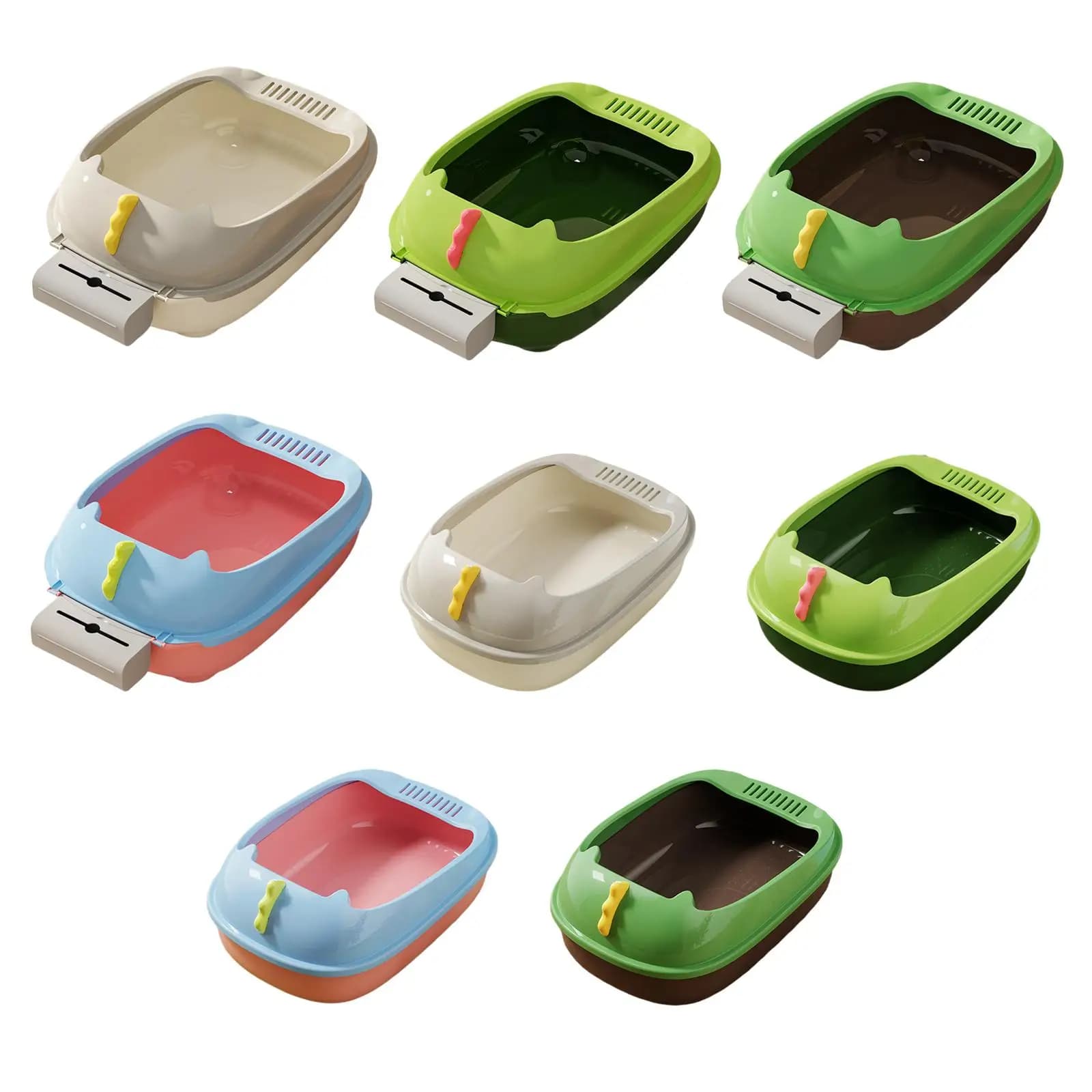 Cat Potty Toilet Cage Deep Loo Litter Pan Splashproof Easy Cleaning Bedpan for