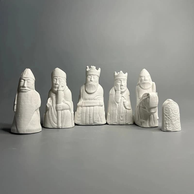 Set di 6 Statuette in Gesso di Scacchi Artistici, Replica di Scacchi Lewis, Figure Decorative in Gesso, Scultura Estetica, Ornamento per Stanza