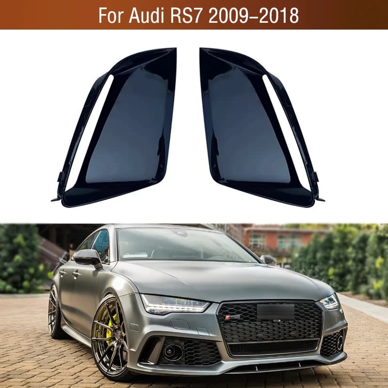 Paraurti anteriore inferiore nero Trim per Audi RS7 2009-2018 Fendinebbia Copertura della lampada Striscia Modanatura Coperchio decorativo