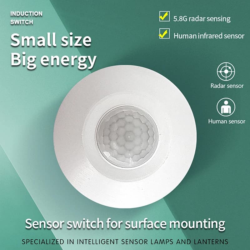AC/DC24-265V PIR Motion Sensor Light Switch Human Body Infrared Detector Ceiling Mounted 360 Degree Detecting Range