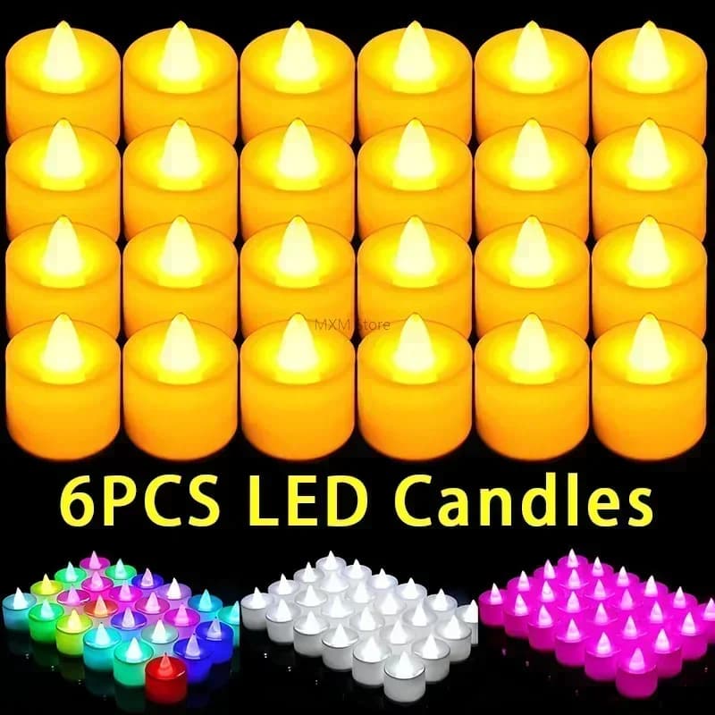 6/1 Sticks candele a Led con batterie Color Battery Drive Tea Light Fake Candle Lights matrimonio compleanno la festa domestica