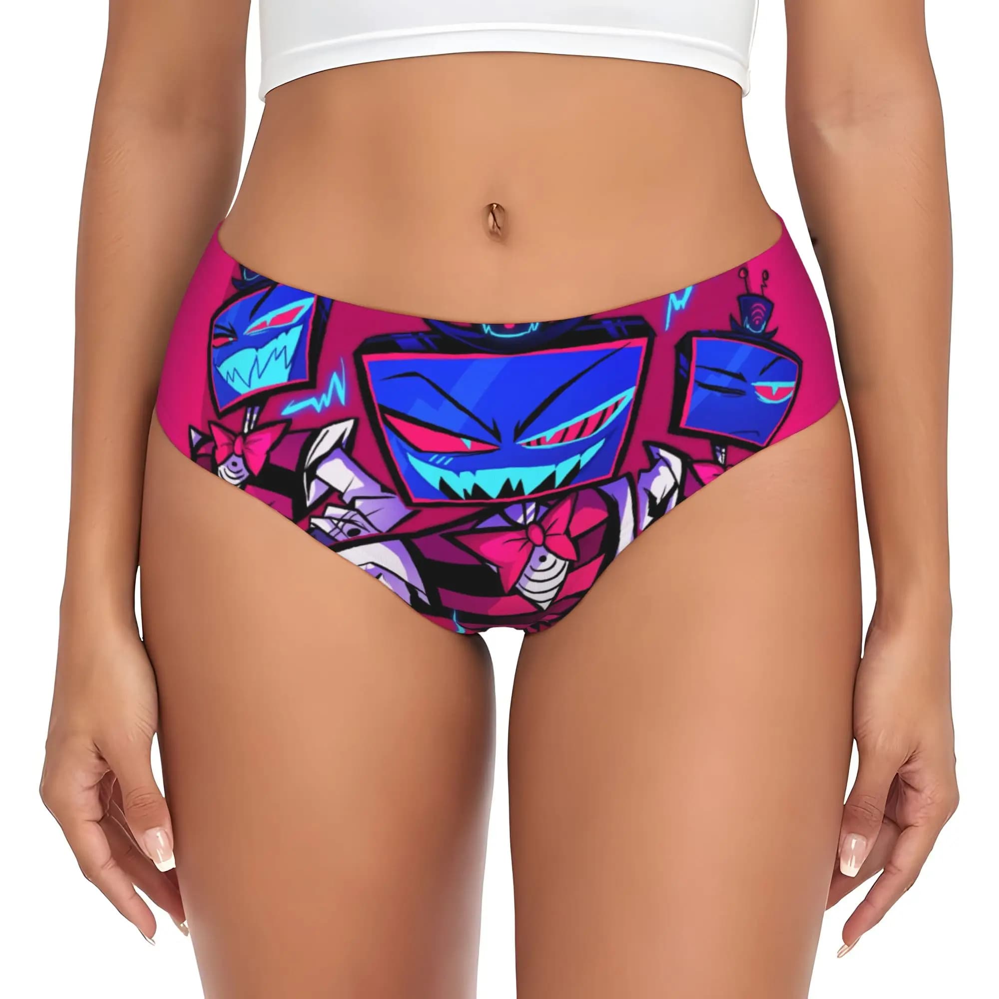 Mutandine Personalizzate da Donna Ispirate all'Anime Hazbin Hotel, Slip Elasticizzati Femminili