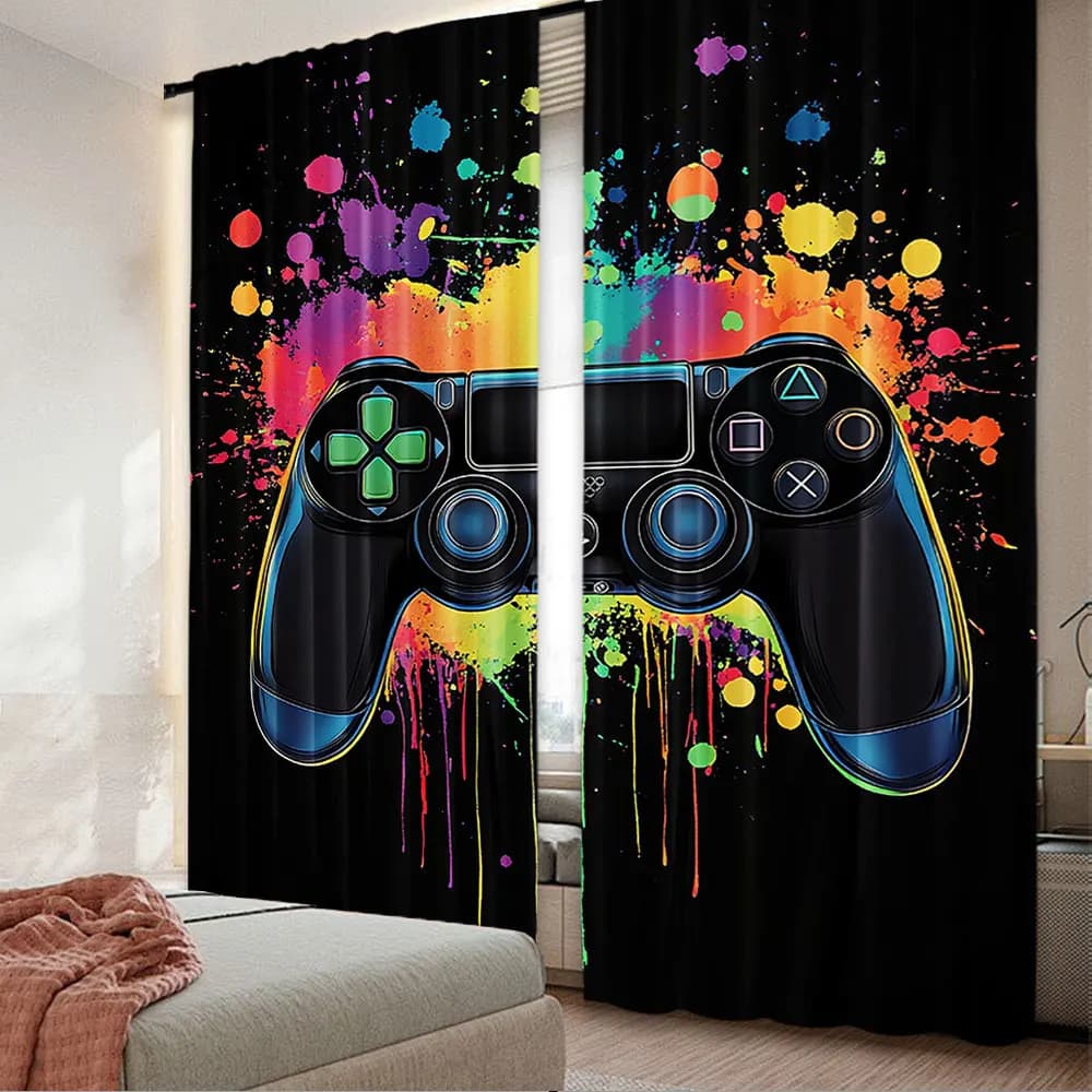 2 pcs game controller player curtains blackout bedroom furniture room games living room for bedroom living room and office furniture