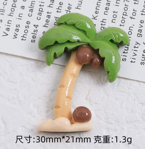 10 Pcs Coconut Tree Resin Accessories for Junk Phone Case, iPad Case, Hair Clip, Flat Back Decoration