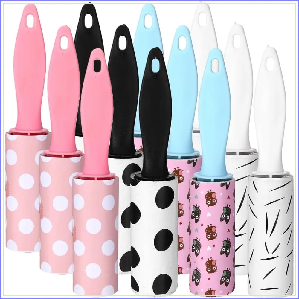 Mini Lint Roller 12 Pack - Travel Size for Clothes, Pet Hair, Furniture & Car - Compact Sticky Hair Remover