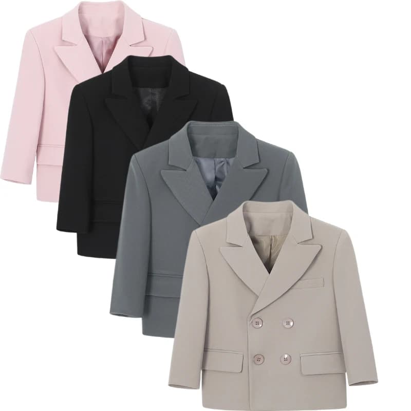 Cappotto blazer doppiopetto da ragazzo Giacca formale solida ed elegante per abiti da matrimonio di compleanno Capispalla per spettacoli scolastici per bambini