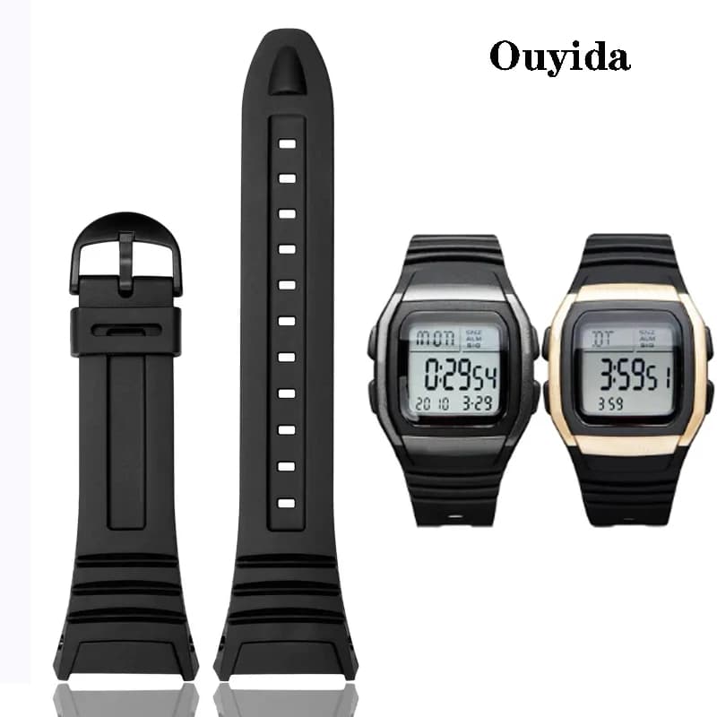 Silicone Watch Band for Casio 3239 W-96H-1A 2A 9A Electronic Watch Dedicated Strap Black Men Waterproof Rubber Sports Bracelet